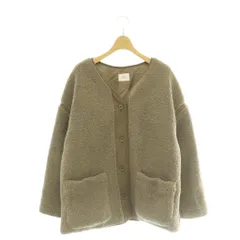 ローリーズファーム LOWRYS FARM ノーカラーコート ミドル丈 ボア F ベージュ /MI ■MAのサムネイル