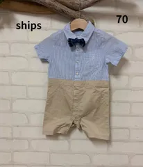 子供服　ブランド　シップス　SHIPS　ロンパース　70㎝　送料無料　ベビーロンパース　蝶ネクタイ　サッカー生地　シップスベビー　シップスキッズトップスのサムネイル