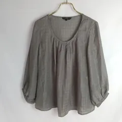 M1-04018【Women】BUONA GIORNATA(ボナジョルナータ）長袖 ブラウス（S) /グレー系 全体的に毛羽立ち有 HT-夏のサムネイル