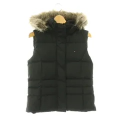 トミーヒルフィガー TOMMY HILFIGER ダウンベスト フェイクファー フード ジップアップ S ブラック /DO ■OSのサムネイル