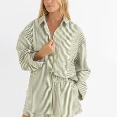 リズム レディース トップス Tシャツ Rhythm Cove Stripe Long Sleeve Shirt Womens Aloe ストライプのサムネイル