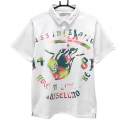 【超美品】ラッセルノ 半袖ポロシャツ 白×マルチカラー ルチャマスク メンズ 4(M) ゴルフウェア RUSSELUNOのサムネイル