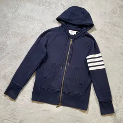 トムブラウン 4BAR ジップアップ パーカー フーディー スウェット ネイビー 紺 トリコロール クロスカンパニー THOM BROWNE 日本製 メンズ 18418のサムネイル