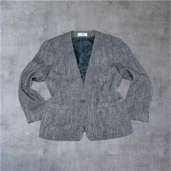 オンワード Noir Robe ノーカラージャケット ブラックフォーマル 黒 13号 L ウール100% キュプラ 礼服 喪服 冠婚葬祭 入学式 卒業式 卒園式 入園式 七五三 お宮参り セレモニー ママスーツ アウター 美品 ノワールローブのサムネイル