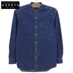 Eddie Bauer　エディーバウアー　美品 緑タグ デニム バンドカラー シャツ トップス メンズ ブルー XS 00s　XSのサムネイル
