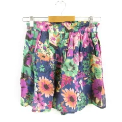 カージュ Khaju キュロット ショートパンツ 花柄 紺 *T598のサムネイル