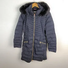 TOMMY HILFIGER トミーヒルフィガー ロングコート フーデッドコート ファー付き L レディース 古着 シンプル クラシックのサムネイル