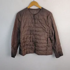 UNIQLO ユニクロ ウルトラライトダウン ノーカラージャケット インナーダウン ブラウン レディース 古着 シンプル ユーティリティのサムネイル