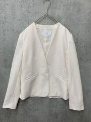 untitled 50 ノーカラー タグ付 シャイニーリップルジャケット 白