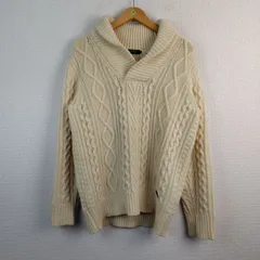 BURBERRY BLACK LABEL バーバリーブラックレーベル ショールカラー ニット セーター ケーブル編み アイボリー 3 メンズ 古着 クラシック モードのサムネイル