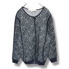 Christian Dior SPORTS クリスチャンディオール ニットジャケット 総柄 長袖 羽織り カーディガン ウール アクリル ナイロン レディース サイズM ネイビー系 秋 ゴーゴー古着久喜倉庫店 5 No.K2347のサムネイル