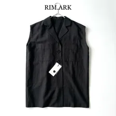 タグ付 RIM.ARK コットンリネン ノースリーブシャツ ベスト トップス / ブラック 黒 フリーサイズ / リムアーク 春 夏 コットンリネンボックストップス コットン 麻のサムネイル
