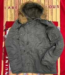 ALPHA INDUSTRIES N-3B フード付 フライトジャケット カーキのサムネイル