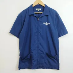 00s Edwards エドワーズ 半袖 ジップ ワークシャツ AIR FORCE INNS 刺繍ロゴ ワークシャツ ユニフォーム 企業系 グアテマラ製 ミリタリー アメカジ USAF ブルー メンズ Mサイズ G171のサムネイル
