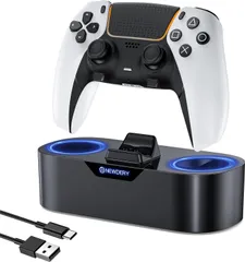 【 NEWDERY 】PS5 コントローラー 充電スタンド PS5 コントローラー edge 充電器 収納スタンド 急速充電 周辺機器 アクセサリ USB-Cケーブル付属 LED指示ランプ付き 過充電防止 コンパクト 軽量 ブラックのサムネイル