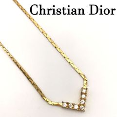 美品✨ディオールCDロゴVモチーフラインストーンレディースネックレス_ 