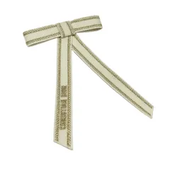 DIOR/ChristianDior(ディオール/クリスチャンディオール) バレッタ美品  ディオール ツイスト コットン 白×ゴールド リボンのサムネイル