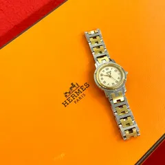 稼働品 極 美品 HERMES エルメス クリッパー ステンレス GP クォーツ 腕時計 リストウォッチ シルバー ゴールド 15872のサムネイル