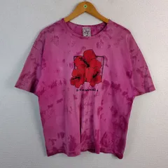 alore アローレ 半袖Tシャツ タイダイ染め ハイビスカス ピンク XL メンズ 古着 アメカジ レトロのサムネイル