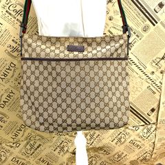 a413【美品】グッチGGキャンバス シェリーライン トートバッグオリーブ 