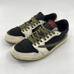 【中古】Travis Scott × NIKE Women's Air Jordan 1 Low OG Medium Olive スニーカー 27cm DZ4137-106 ブラック ホワイト グリーン トラヴィススコット ナイキ[10]のサムネイル