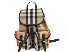 新品　バーバリー　BURBERRY　バッグパック　リュック　キャンバス　チェック柄　型番：8123101　ベージュ×ブラック　送料無料のサムネイル