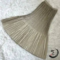 【超美品 】SPECCHIO スペッチオ シャトルプリーツ ロングスカート 40 ベージュ シャンパンゴールド ウエストゴム 総ゴムのサムネイル