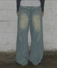 pellicule stone-ag denim ワイドレッグデニムライトブルー | Mercari