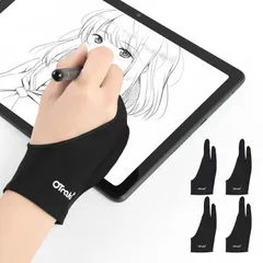 [OTraki] 製図用手袋 4枚入 二本指グローブ 8.2x20.5cm ipad用手袋 ショートスタイル 防汚 お絵描き手袋 手汗防止 ライクラ繊維 製図グローブ 誤作動防止 イラスト手袋 通気性 弾力性 タブレット用 ペンタブ用手袋 左利き 右利き Paのサムネイル