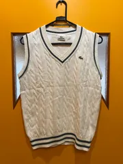 【C1-26】◇ LACOSTE　3サイズ　コットンニットベスト　白色のサムネイル