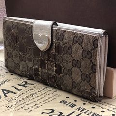 GUCCI 長財布 GGキャンバス ハート金具 - メルカリ