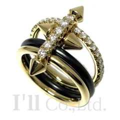 Tiffany&Co.　ティファニー　タイタン　by　ファレル・ウィリアムス　リング　750YG　チタン　41Pダイヤモンド1.28ct　22.5号　指輪　Au750　K18YG　18金　イエローゴールド　槍形モチーフ　3連　コラボ【86767】のサムネイル