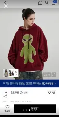 新品 WHO エイリアン プリンティング バーガンディ フードTシャツのサムネイル