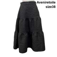 ◆ アベニールエトワール Aveniretoile スカート ロング丈 ギャザー切り替え ジャガード フレア ハイウエスト 38 S 7号 レディース S6H403のサムネイル
