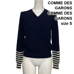 ◆ コムデギャルソンコムデギャルソン COMME DES GARONS Vネックセーター ニット 長袖 ボーダー ネイビー ウール S 7号 レディース S6H430のサムネイル