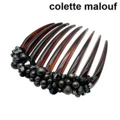 コレットマルーフ colette malouf ヘアコーム ヘアアクセサリー ビーズ装飾 べっ甲 黒 ダークブラウン レディース 6V780のサムネイル