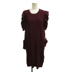 アクシーズファム axes femme ベスト M ボルドー ワインレッド ケーブルニット 半袖 フリルスリーブ ひざ丈 /PP ■GY75のサムネイル