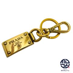 PRADA プラダ ロゴプレート メタル ゴールド金具 キーリング