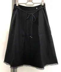 【D1-09】◇  courreges  フレアスカート　ブラック　サイズ36のサムネイル