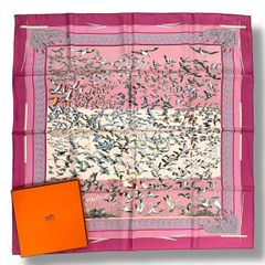 レア HERMES エルメス カレ55 シルクバンダナ ピンク - メルカリ