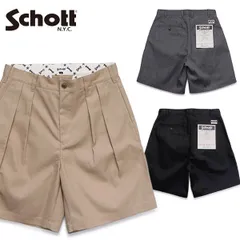 ショット【Schott】3126039 DOUBLE PLEATED T/C SHORTS/ダブルプリーツ T/C シ ョーツ ボトムス ハーフパンツ ショートパンツ 短パン メンズ 無地 アメカジのサムネイル