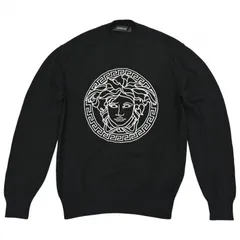 【中古】ヴェルサーチ メデューサ クルーネック コットン ニット セーター トップス 服 ブラック Aランク ve3122vvのサムネイル