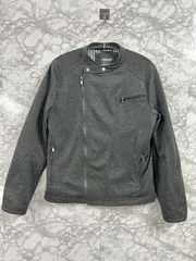 FOREVER 21 21MEN スウェットライダースジャケット ダークグレー メンズ◆Size Sのサムネイル