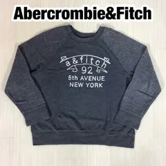 Abercrombie&Fitch アバクロ キッズ ビッグロゴ スウェット トレーナー 裏起毛 size13/14 グレー 150〜157cm 着丈53cm ゆき丈69cm 身幅(脇下)51cm【古着】のサムネイル