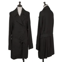 アツロウタヤマA/T レーヨンベルテッドダブルコート 黒M位のサムネイル