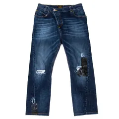 ヴィヴィアンウエストウッド アングロマニアVivienne Westwood ANGLOMANIA スクイグルテーピングクラッシュデニムパンツ インディゴ25のサムネイル