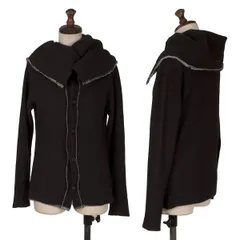ジュンヤワタナベ コムデギャルソンJUNYA WATANABE COMME des GARCONS ウール混ドレープネックシャドーボーダーカーディガン チャコールM位のサムネイル