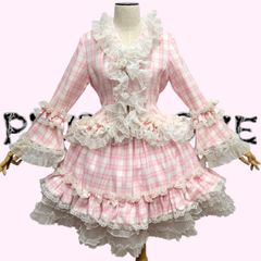 美品】シャルミエール タータンチェック ジャケット スカート ピンク