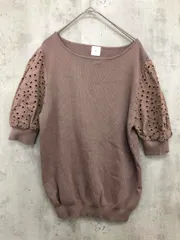 OPAQUE.CLIP オペークドットクリップ C エンブロイダリー レーススリーブ ストレッチ リブ ニット セーター size36/S/モカ ■◆ レディースのサムネイル