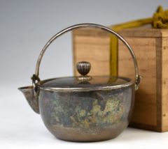 銀製銚子 326g 刻印あり 銀瓶 共箱 時代物 昭和レトロ 旧家蔵出し 美品